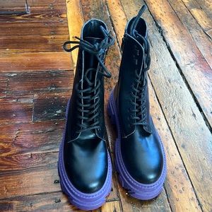 NWOT top shop purple combat boots